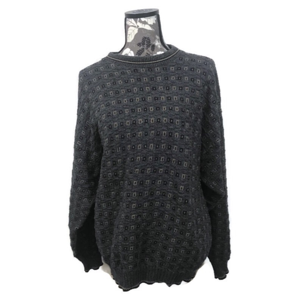 EUC WHITEFISH BAY blue square patterned sweater